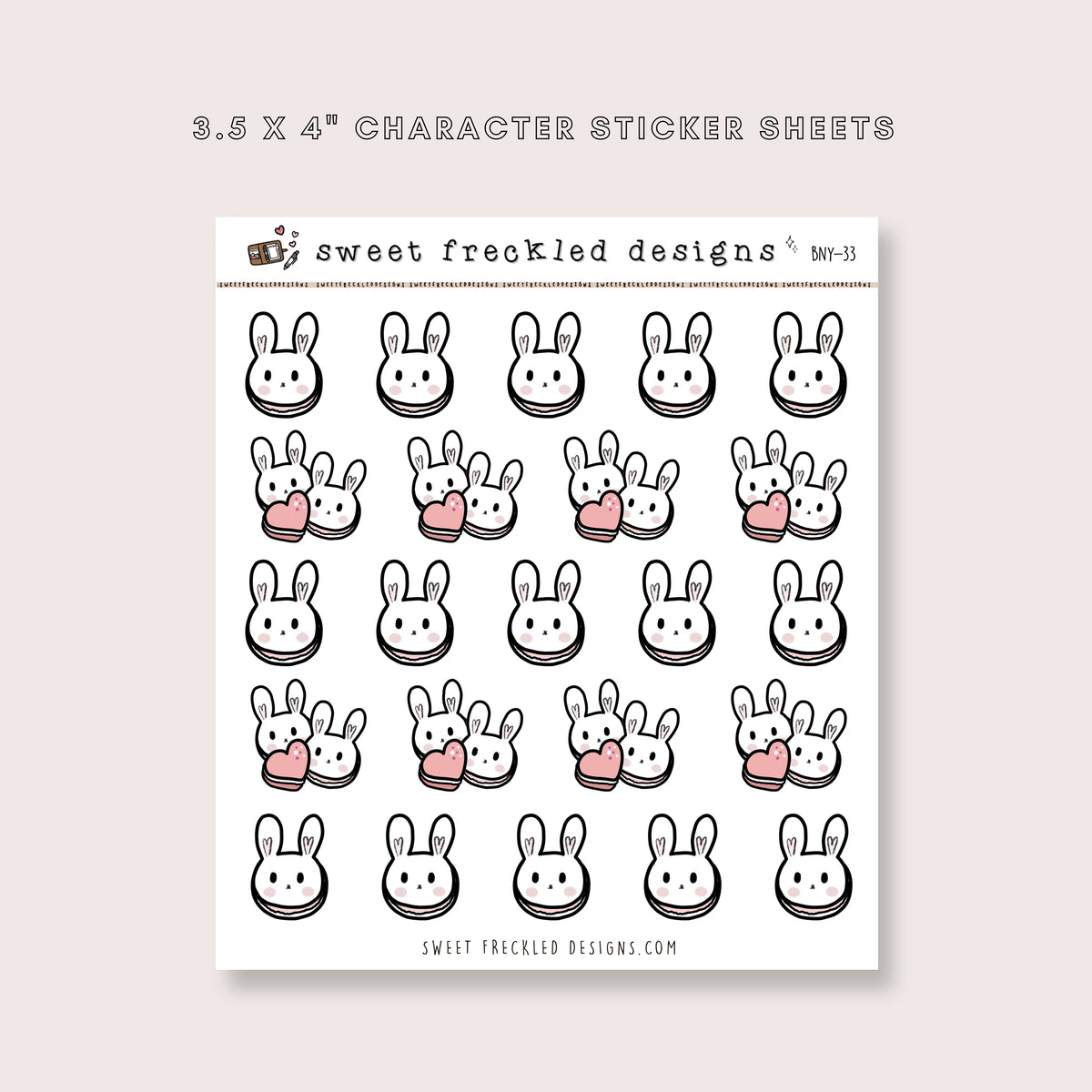 Latte the Bunny Macaron Heart Food Stickers