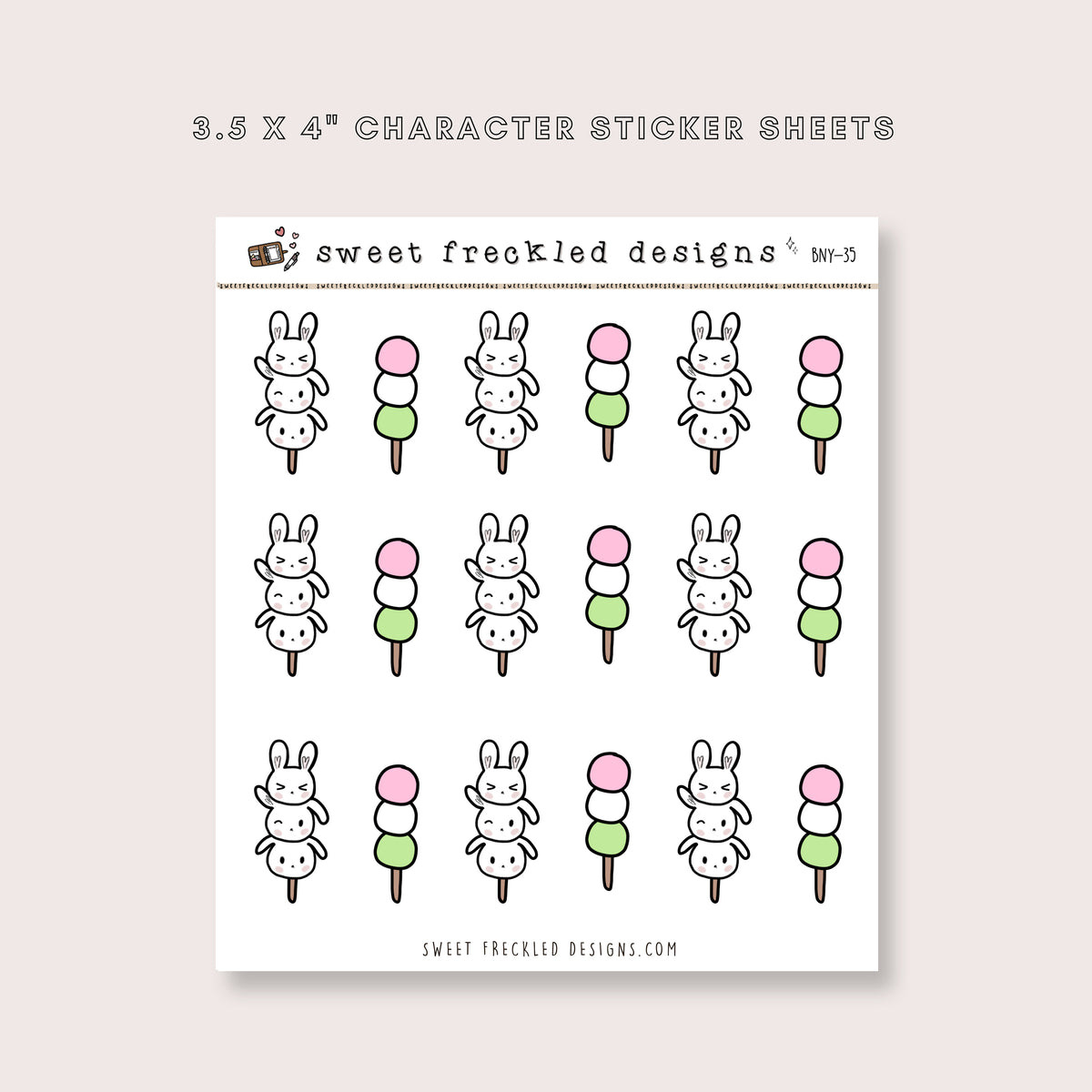 Latte the Bunny Mochi Dango Food Stickers (3 Styles Available)
