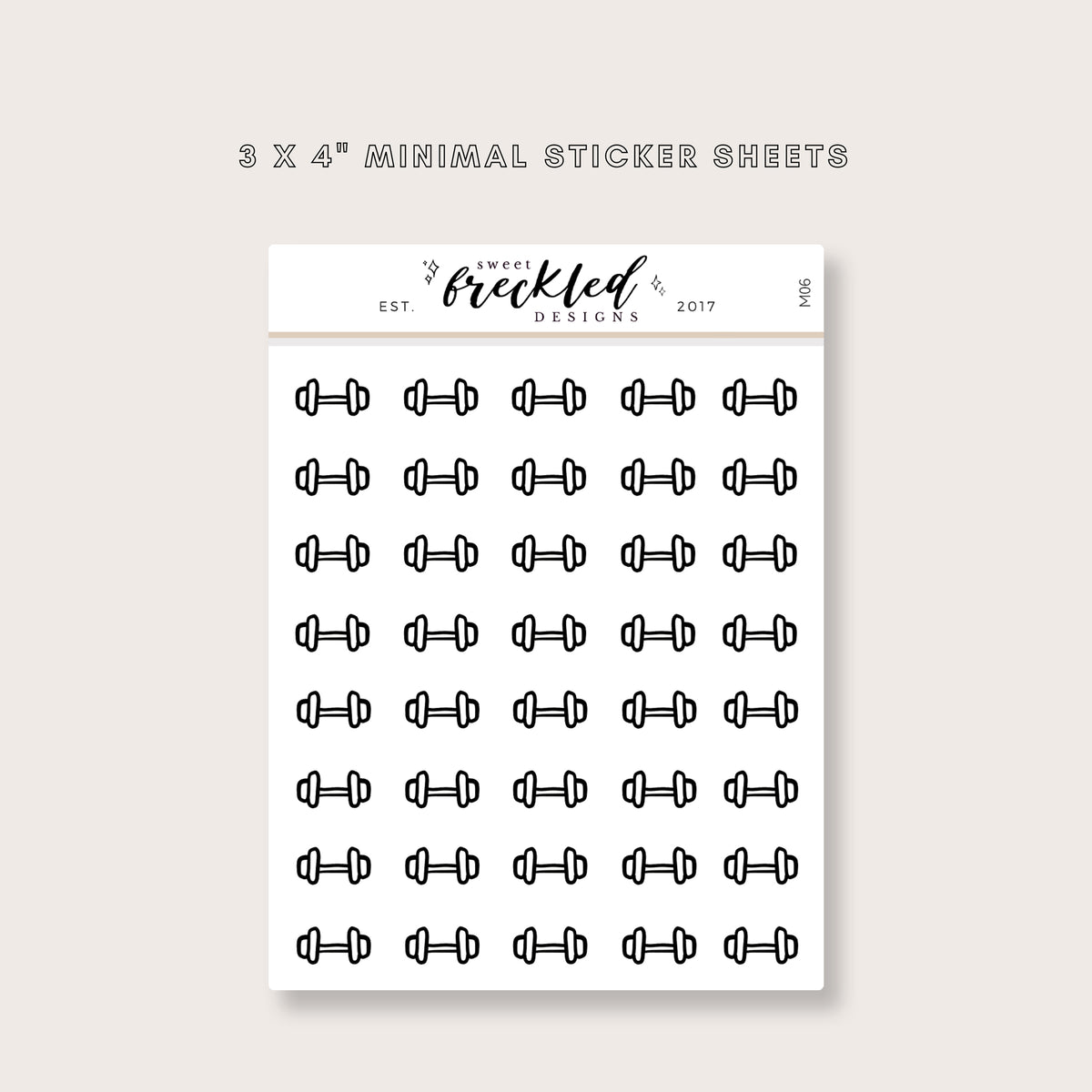 Minimalistic Mini Workout Barbell Stickers