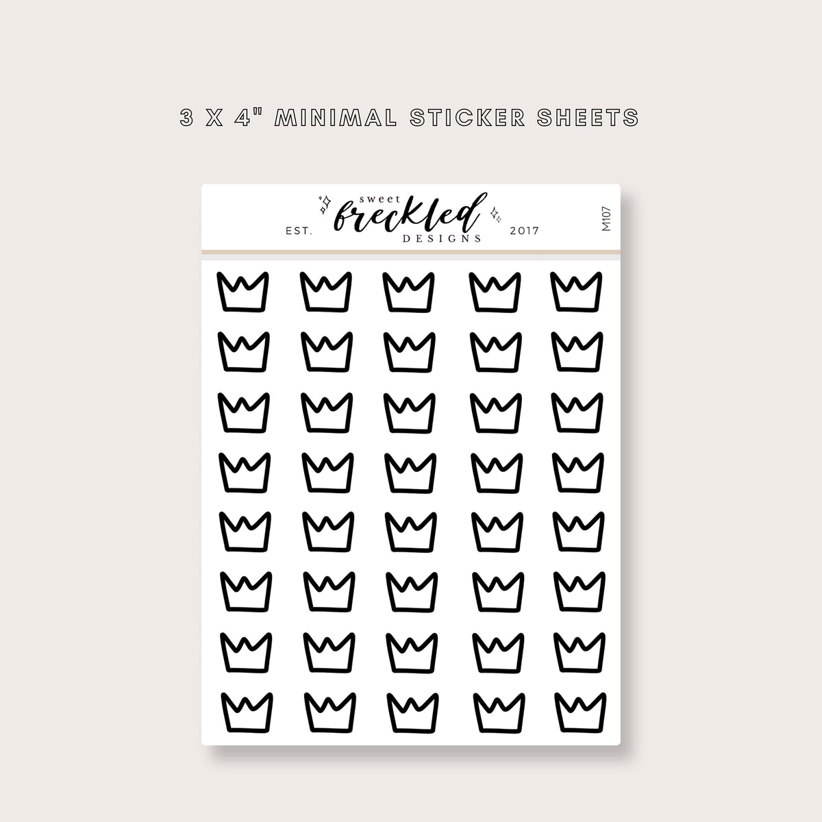 Minimalistic Mini Crown Queen King Stickers