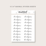 Minimalistic Script "Budget" Stickers
