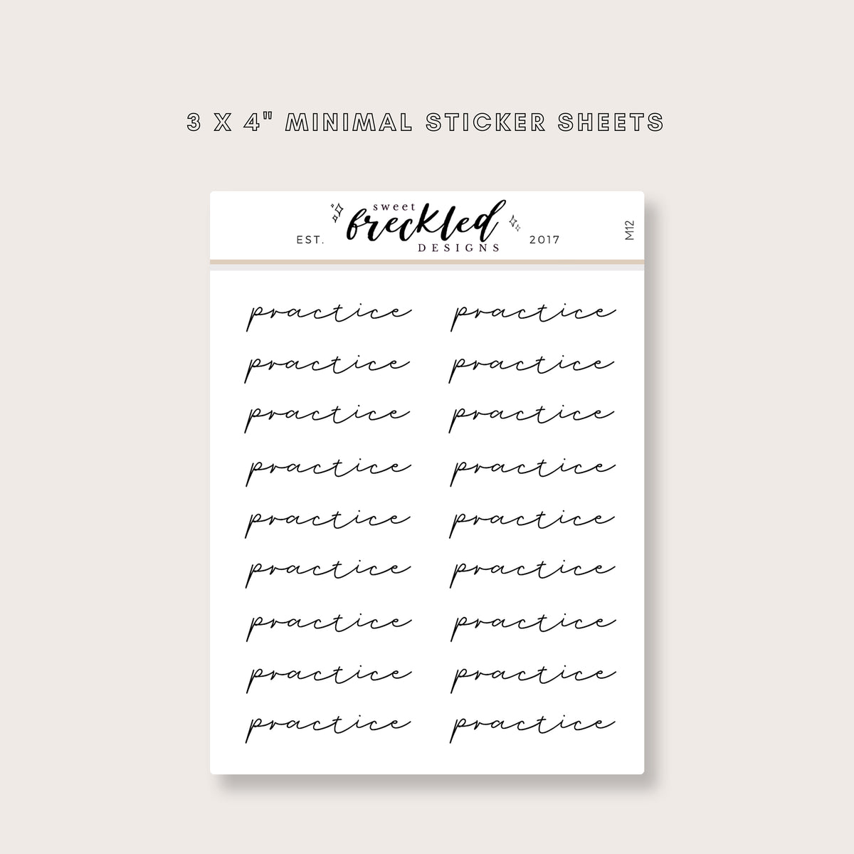 Minimalistic Script "Practice" Stickers