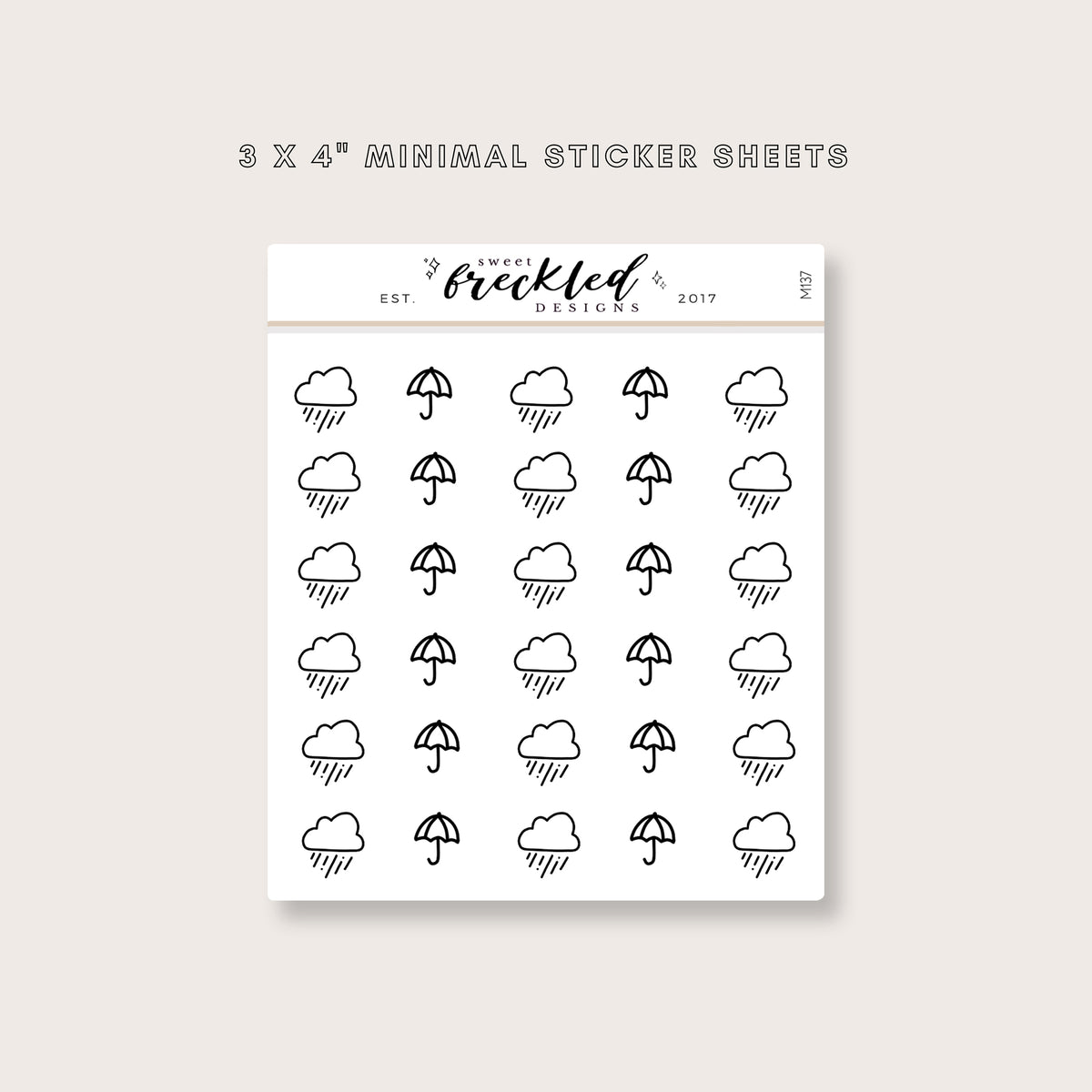 Minimalistic Mini Weather Icon Stickers (6 Variations Available)