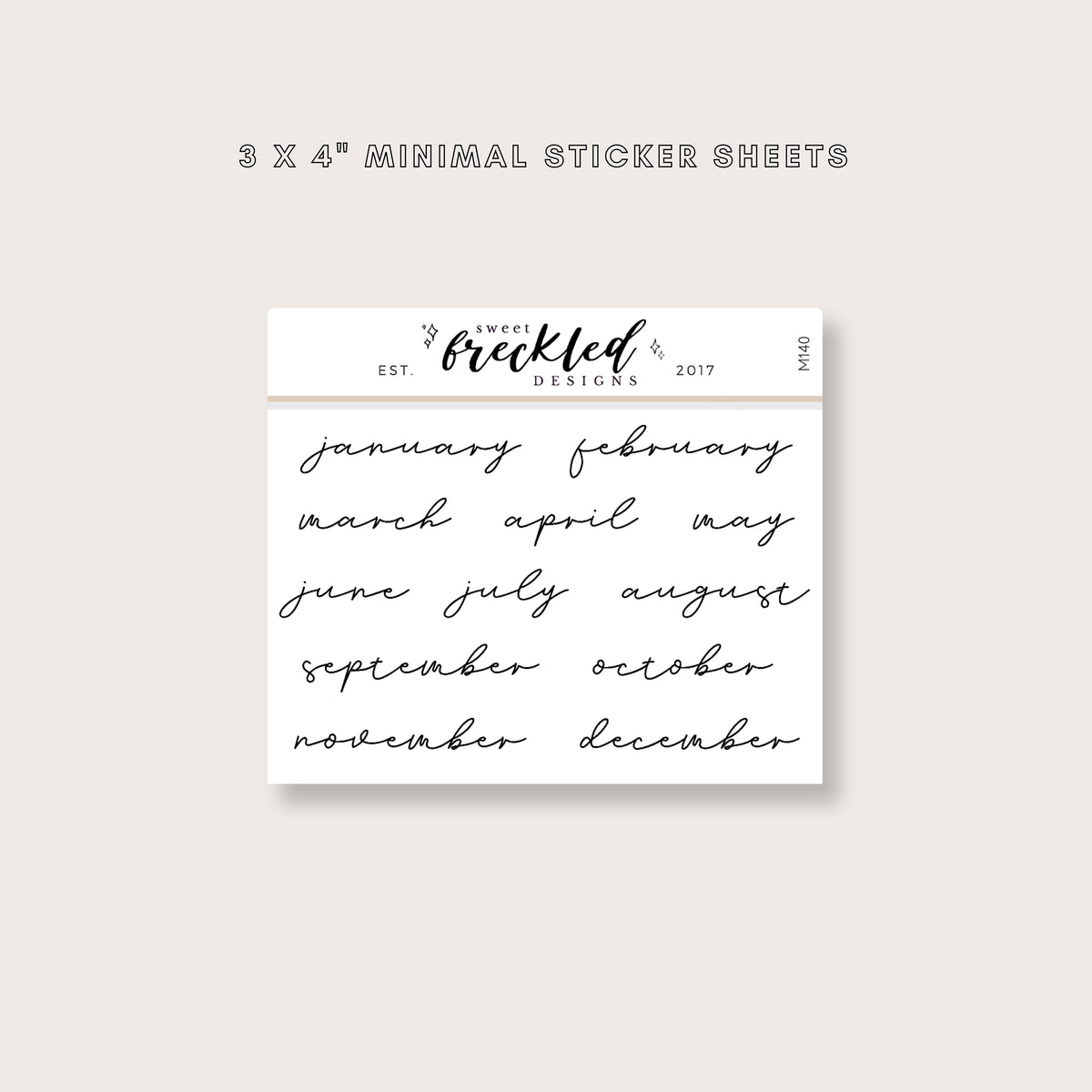 Minimalistic Script Months of the Year Stickers