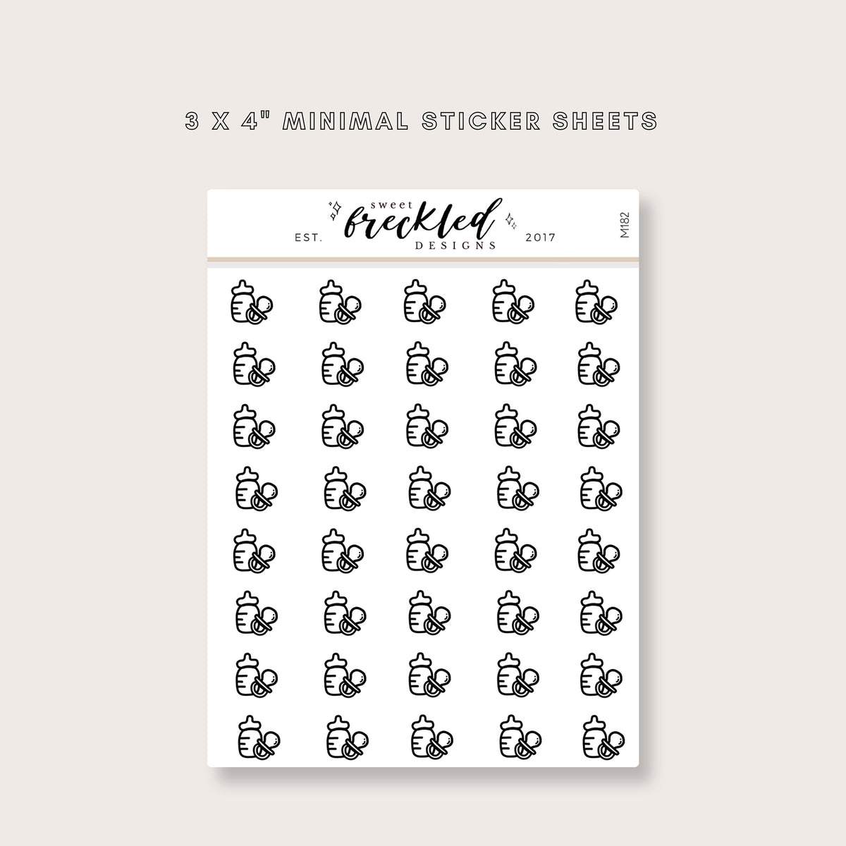 Minimalistic Mini Baby Bottle Pacifier Stickers
