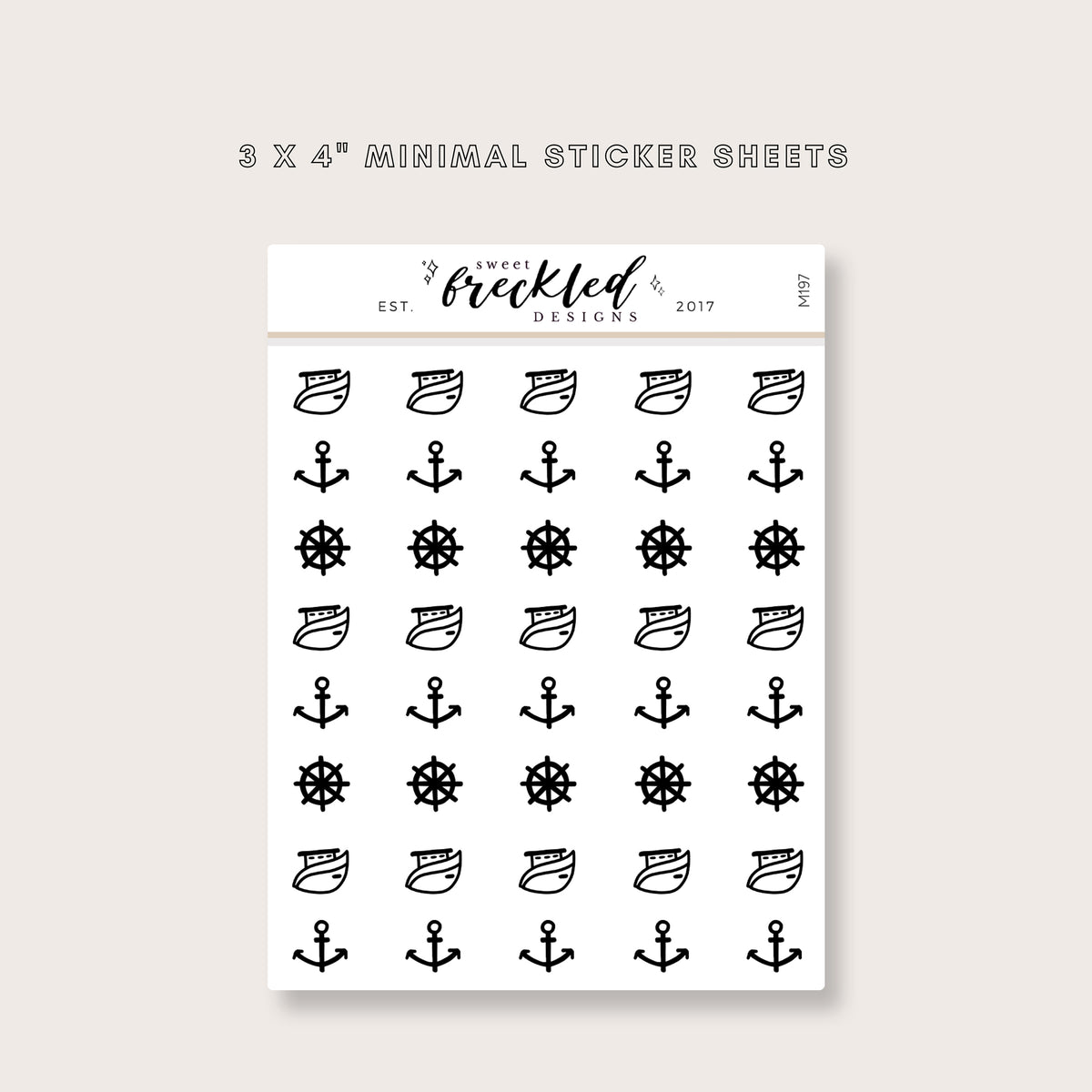 Minimalistic Mini Boating Sail Anchor Stickers
