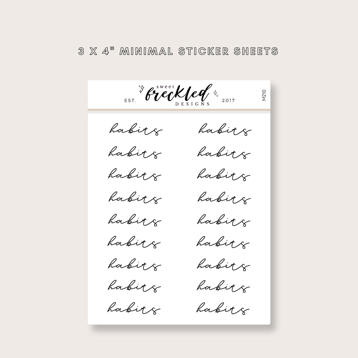Minimalistic Script "Habits" Stickers