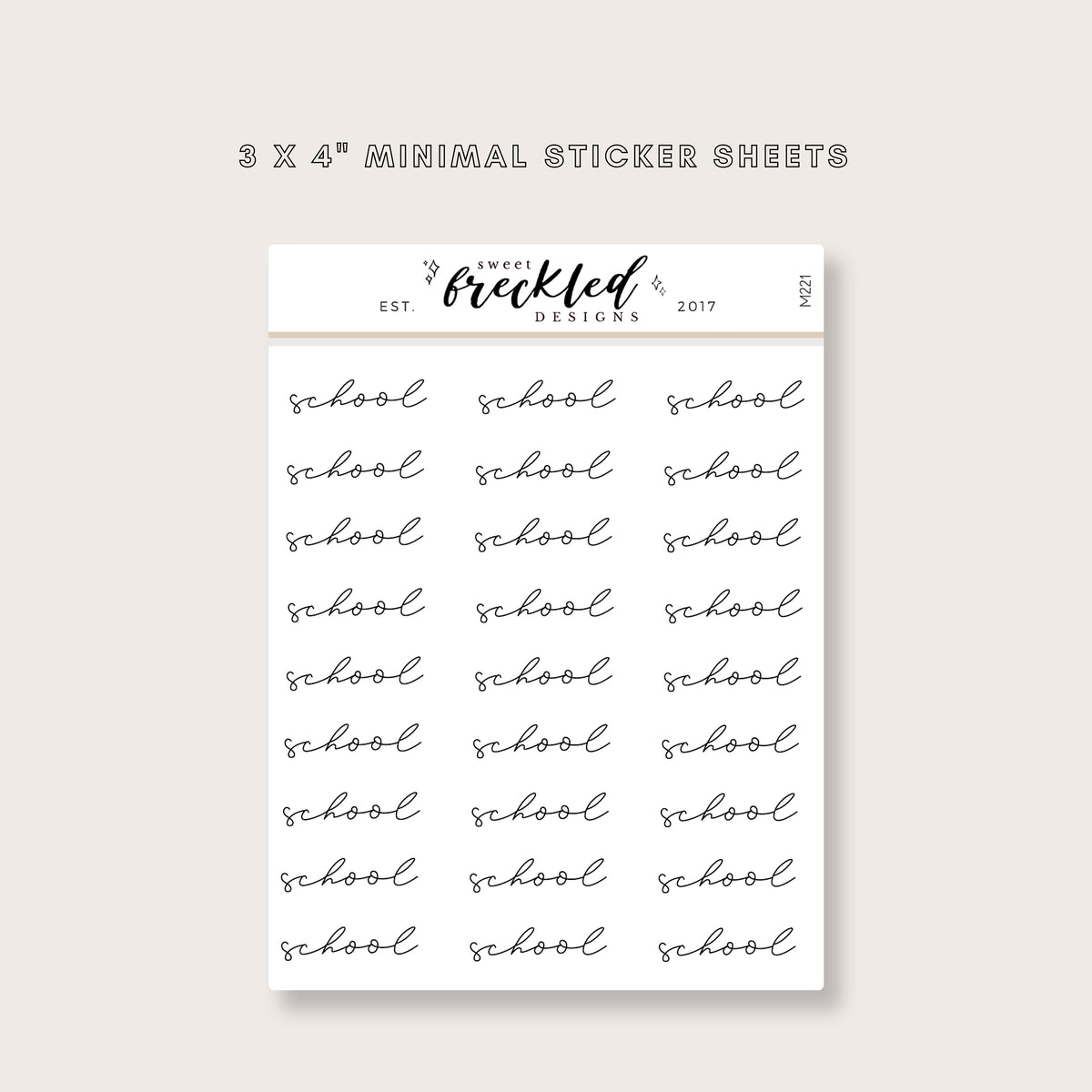 Minimalistic Script "School" Stickers