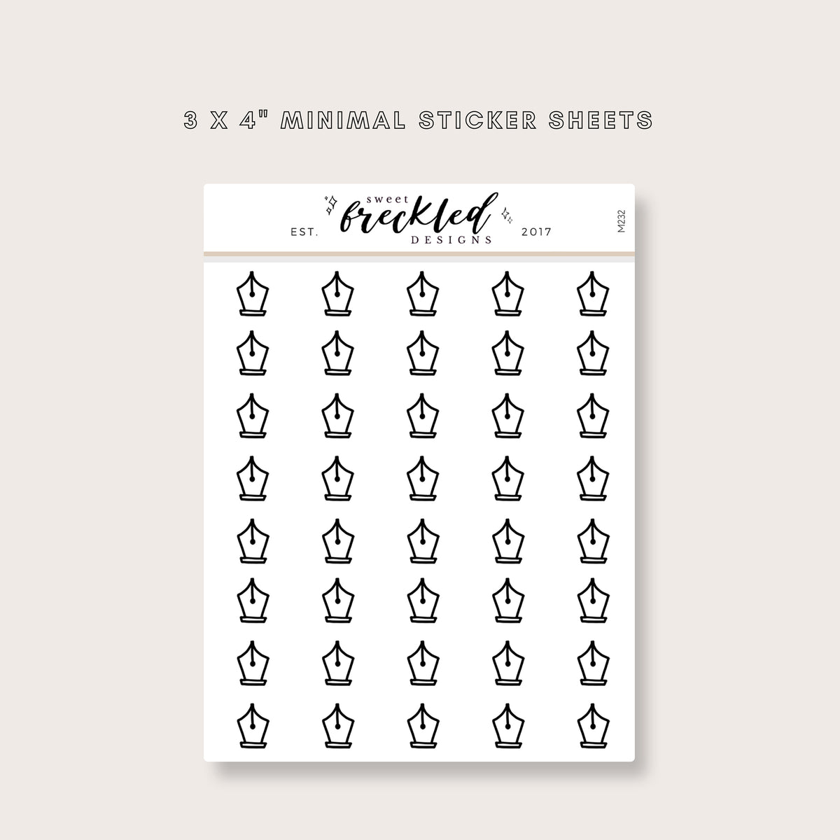 Minimalistic Mini Fountain Pen Nib Stickers