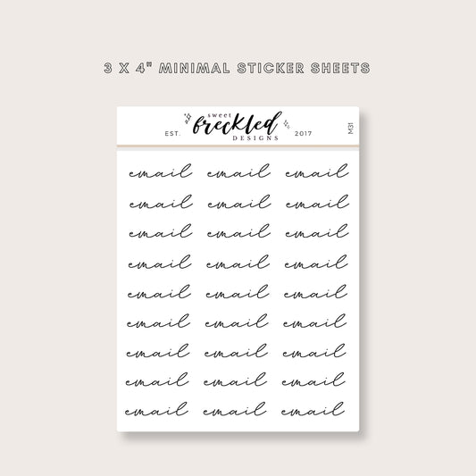 Minimalistic Script "Email" Stickers