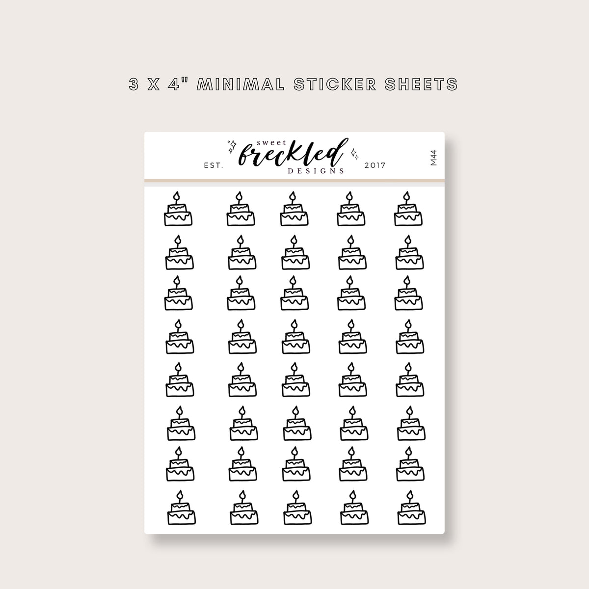 Minimalistic Mini Birthday Cake Stickers