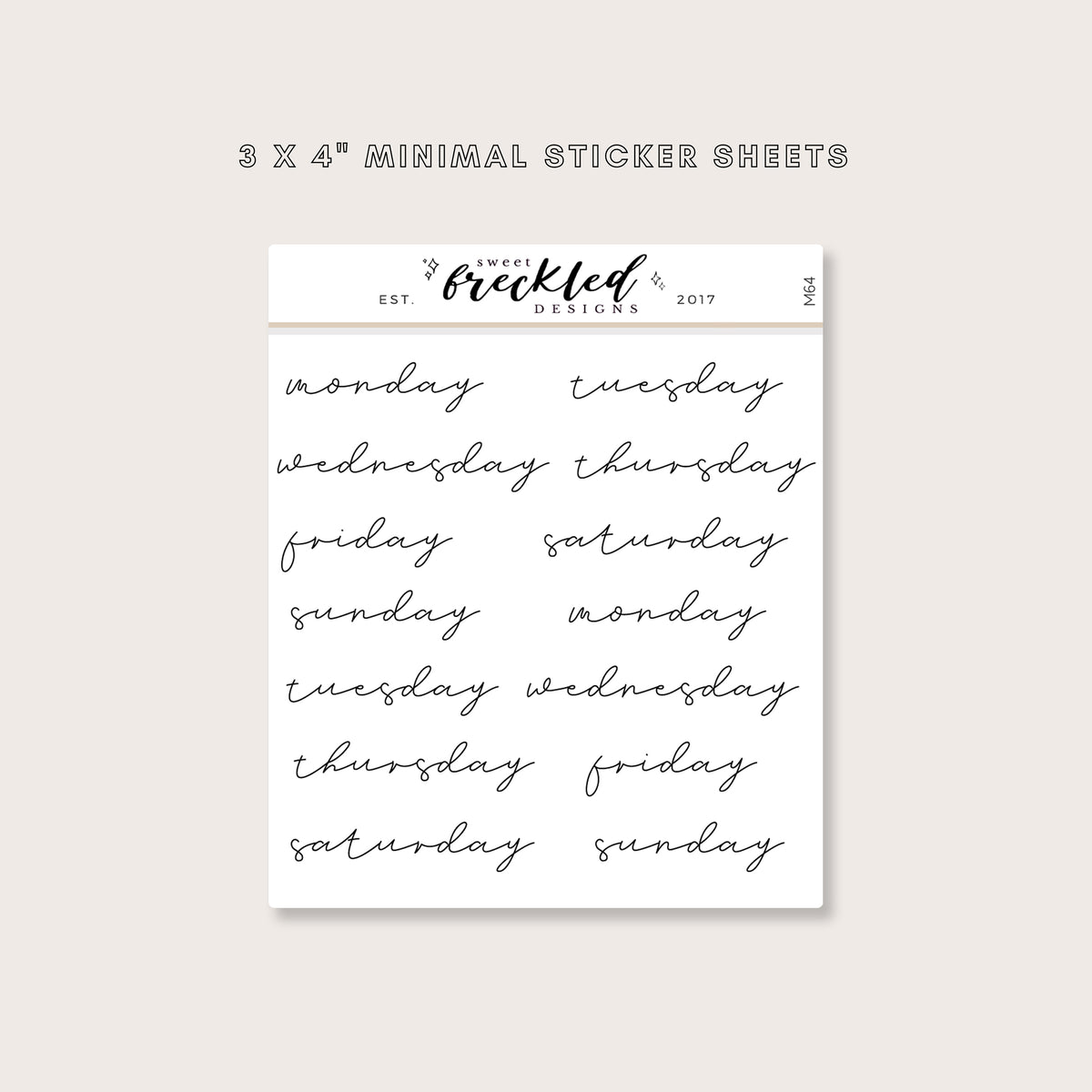 Minimalistic Script "Days of the Week" Stickers